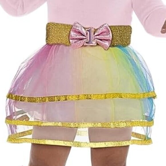 1 YEAR Birthday Celebration Outfit Pink and Yellow Tutu Kit - 12-18 Months 4 PCs - Picture 2 of 11